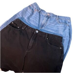 Reitmans Wide Leg Jeans Bundle Womens 29 Petite Blue Black Lot of 2